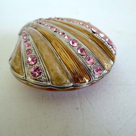 ENAMELED BEJEWELED CLAM SEA SHELL OCEAN TRINKET BOX (NEW IN BOX) - Picture 5 of 11